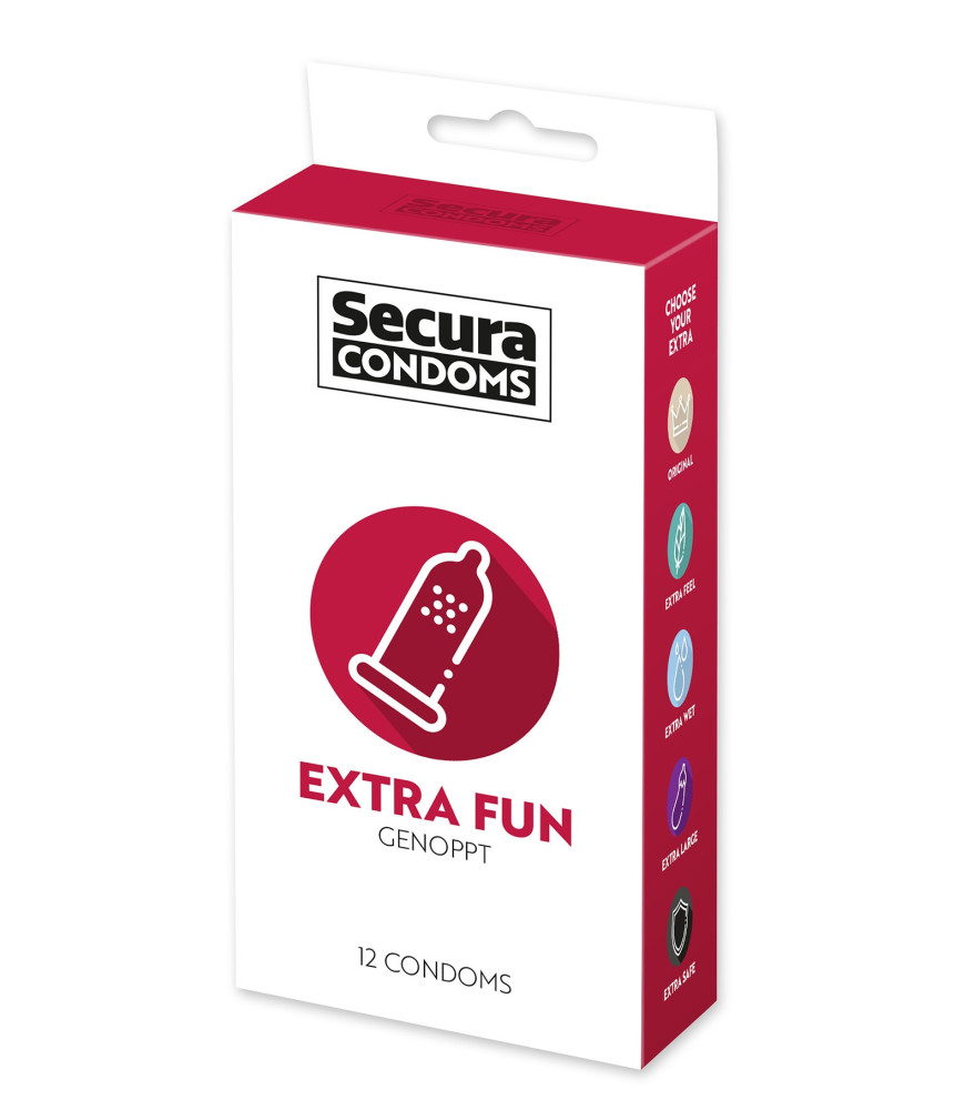 Préservatifs lubrifiés avec picots en latex x12 avec réservoir Extra Fun 53 mm - R416525